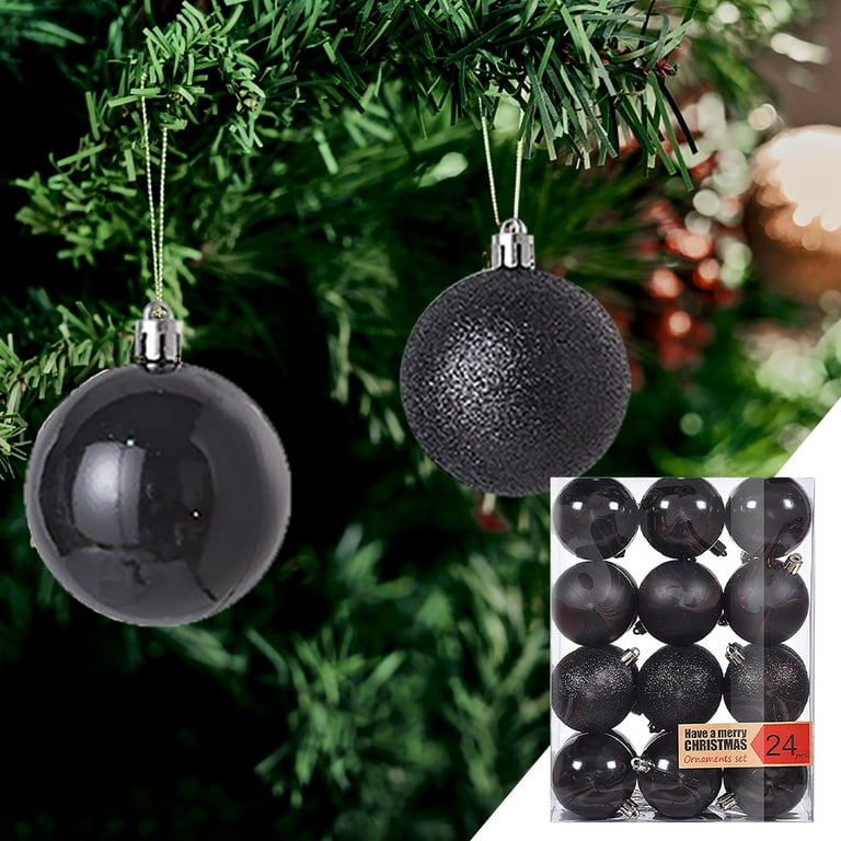 Black Christmas ornaments with wood bead hanger – Buttons & Burlap LLC