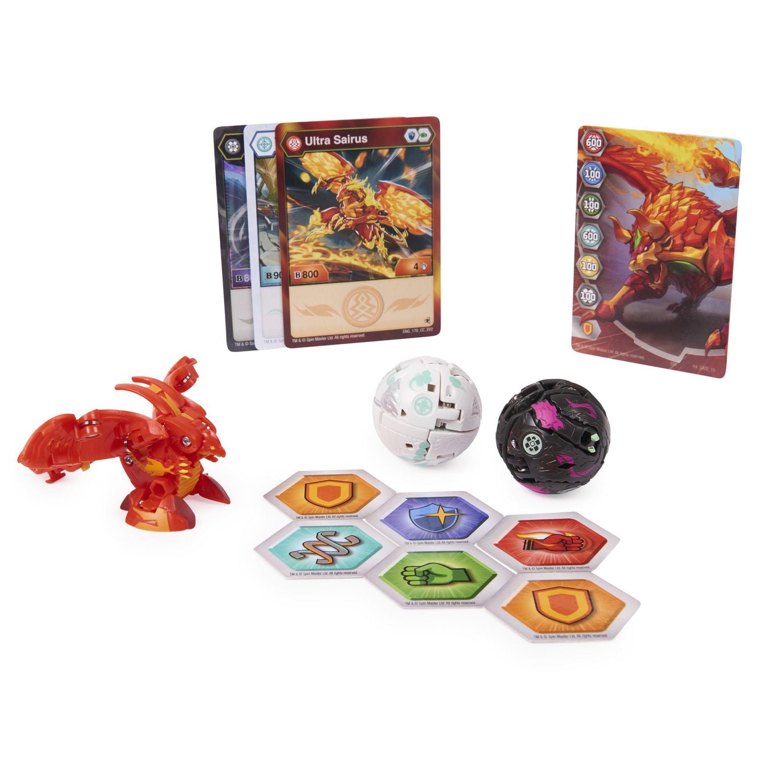 Bakugan Evolutions Starter Pack 3-Pack, Sairus Ultra with Warrior Whale and Dragonoid Evo, Collectible Action Figures, Ages 6 and Up