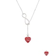 thumbnail image 2 of Delight Jewelry Acrylic Red "Puppy Love / Take a Walk" Heart Silver tone Elegant Infinity Lariat Necklace, 2 of 4