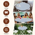 thumbnail image 7 of Blue Striped Round Tablecloth, Fitted Table Cover with Elastic for 55"-60" Round Tables, Modern Simple Farmhouse Beige Vintage Table Cloth Outdoor Indoor Dinning Party Waterproof Tablecloths, 7 of 7