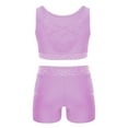 thumbnail image 3 of Nyeemya Kids Girls 2 Piece Dance Outfits Sleeveless Sparkle Rhinestones Gymnastics Sports Crop Tops with Shorts Light Purple 16, 3 of 6