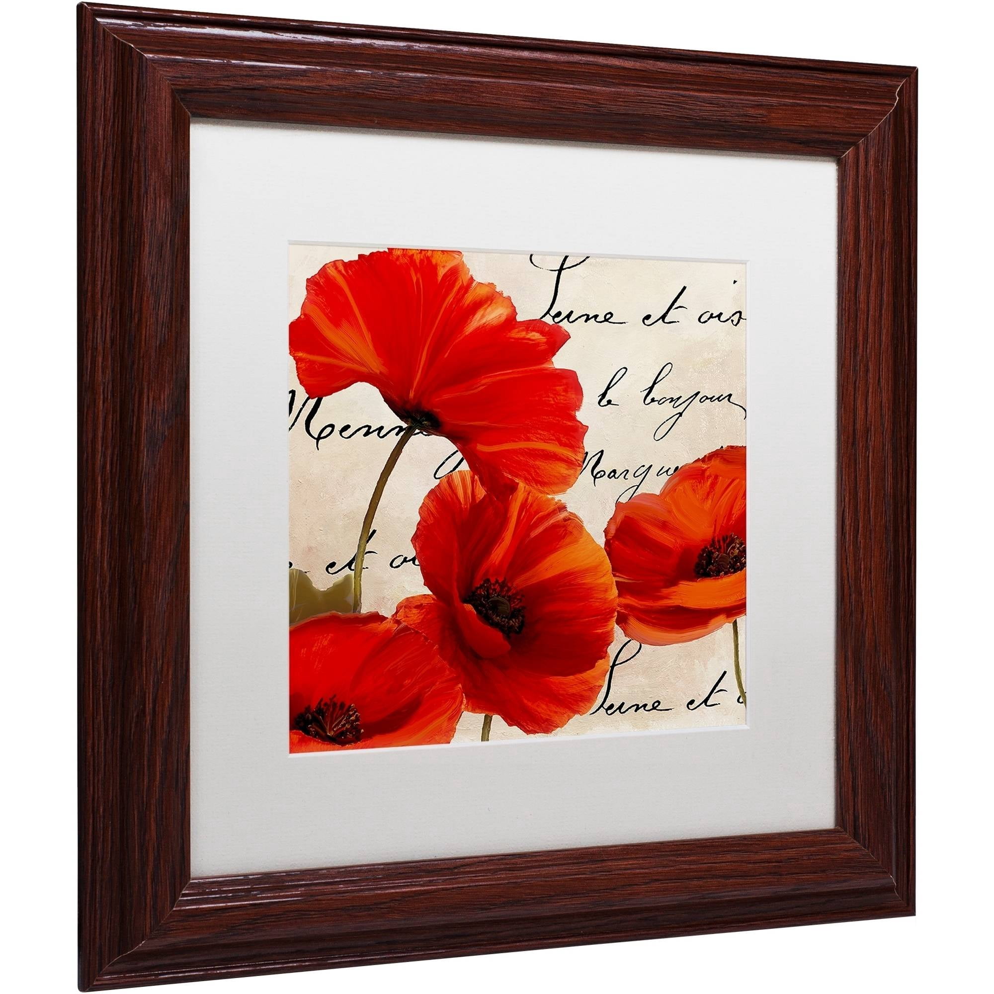 Trademark Fine Art "Coquelicots Rouge I" Canvas Art by Color Bakery White Matte, Wood Frame