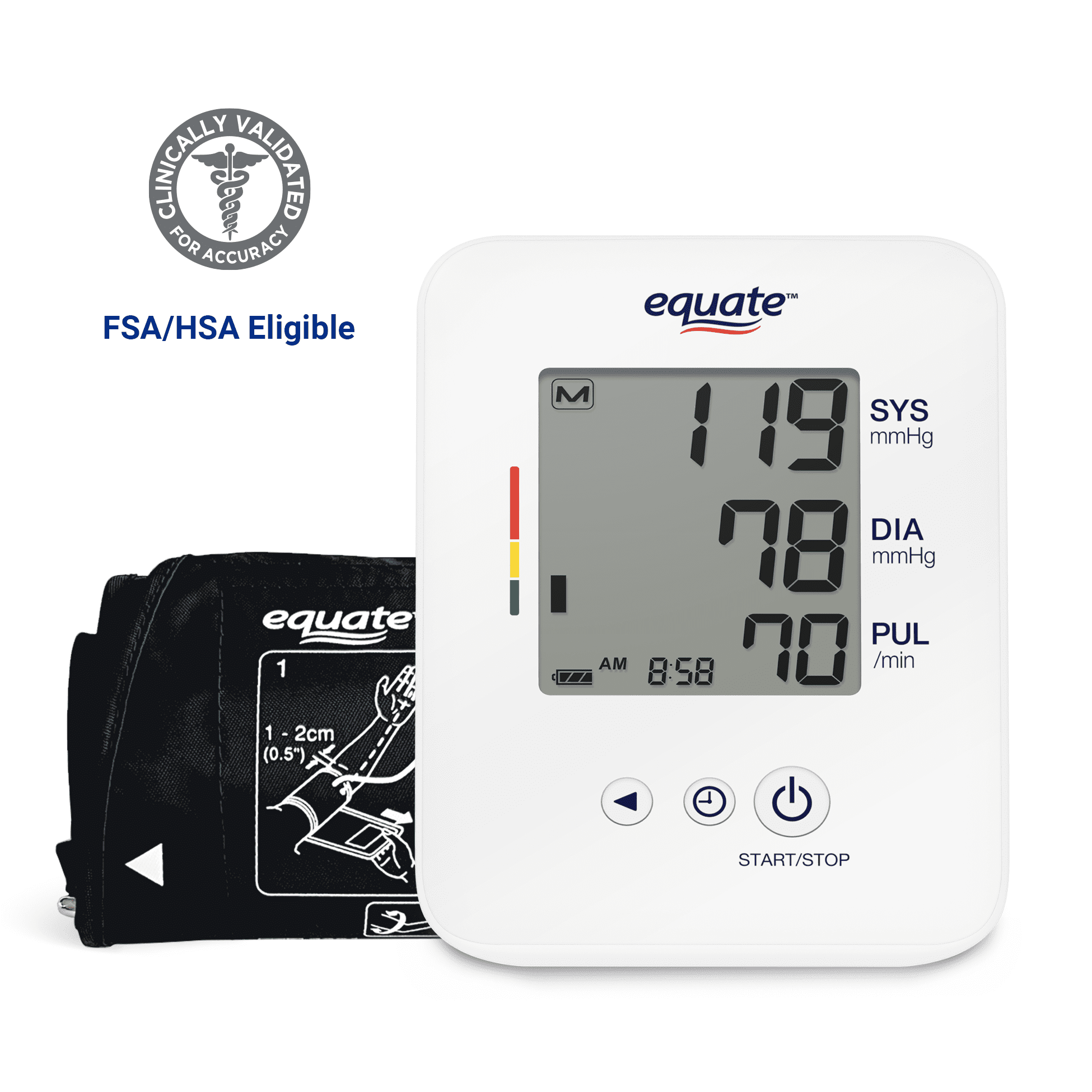 Equate 1 Pro Automatic Digital Blood Pressure Monitor for Home Use, Upper Arm Cuff - UA-4010WM