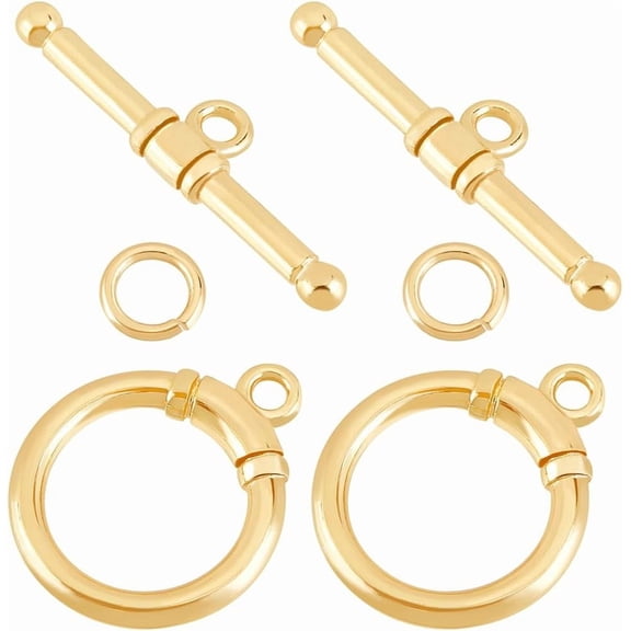 5Pcs Gold Tone Brass Toggle Clasps with Jump Rings 17x14mm for Jewelry Making Bracelets Necklaces
