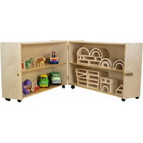 RRI Goods Montessori Birch Wood Folding Bookcase with Casters, Preschool, Classroom, Daycare Mobile Toy Organizer