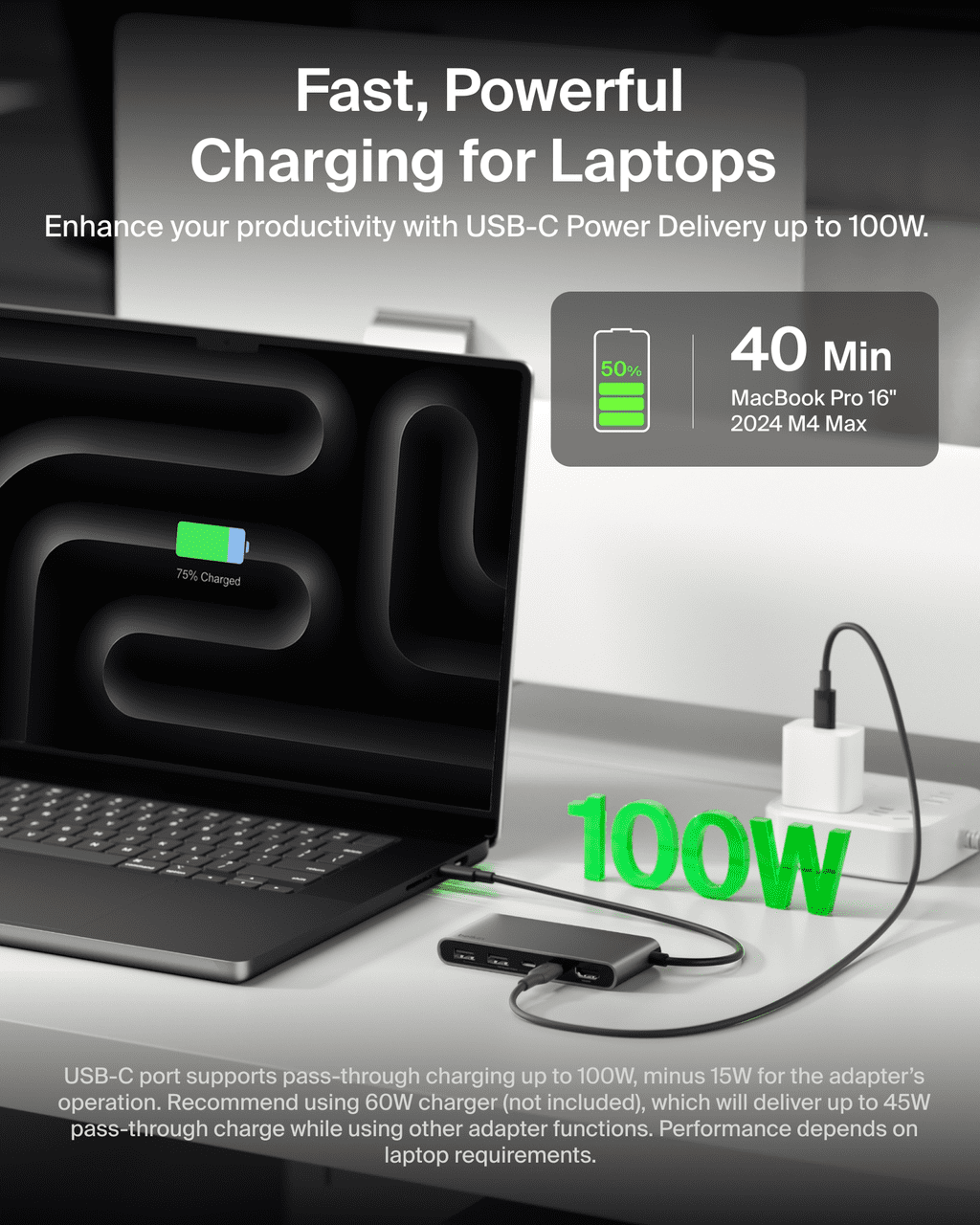 Belkin USB C Hub, 5-Port Hub w/ 4K HDMI Display @ 60Hz, 100W Power Delivery, Fast Data Transfer 5Gbps, USB C Multiport Adapter for MacBook, iPad Pro, Chromebook, & More - Upgraded HDMI 2.0