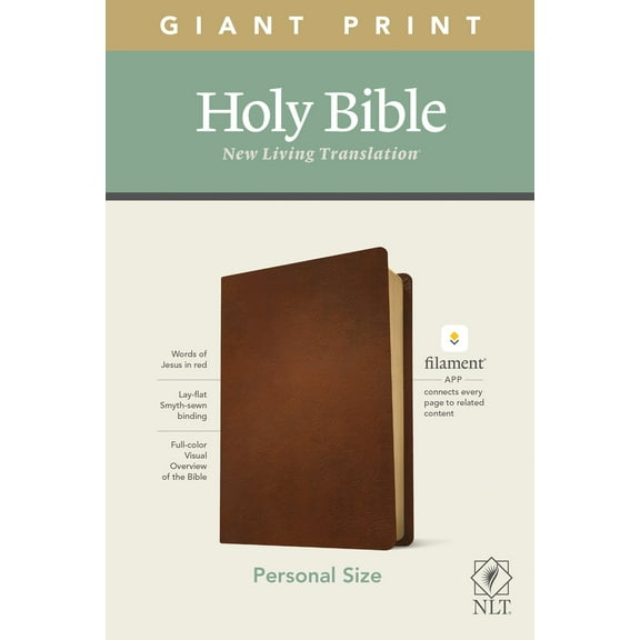 NLT Personal Size Giant Print Bible/Filament Enabled-Brown Genuine Leather