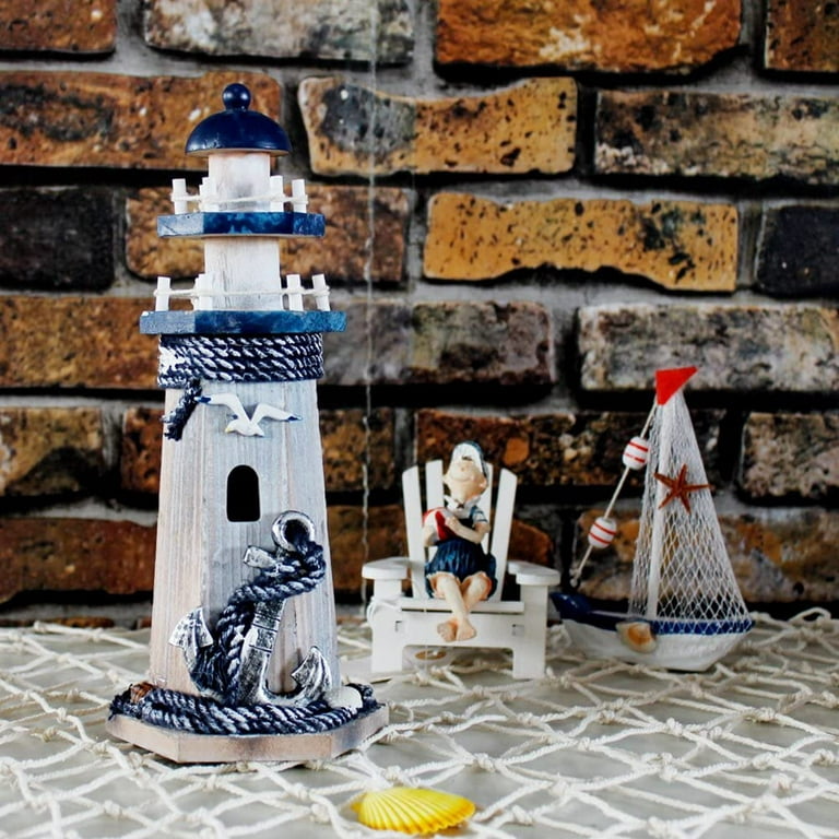 Wooden Lighthouse Nautical Bathroom Decor Lighthouse Figurines Decorative  Lighthouse Indoor Table Centerpieces Beach Theme Home Decor