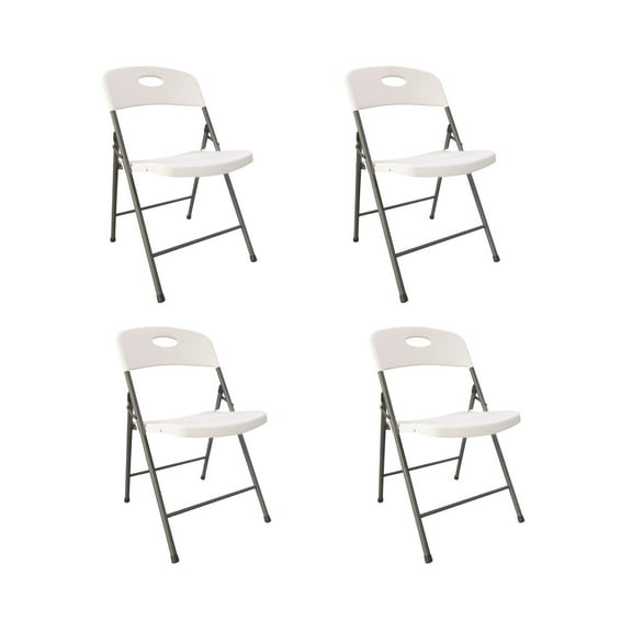 Alera Molded Resin Indoor Outdoor Folding Chair, White, Dark Gray Base, 4/Carton