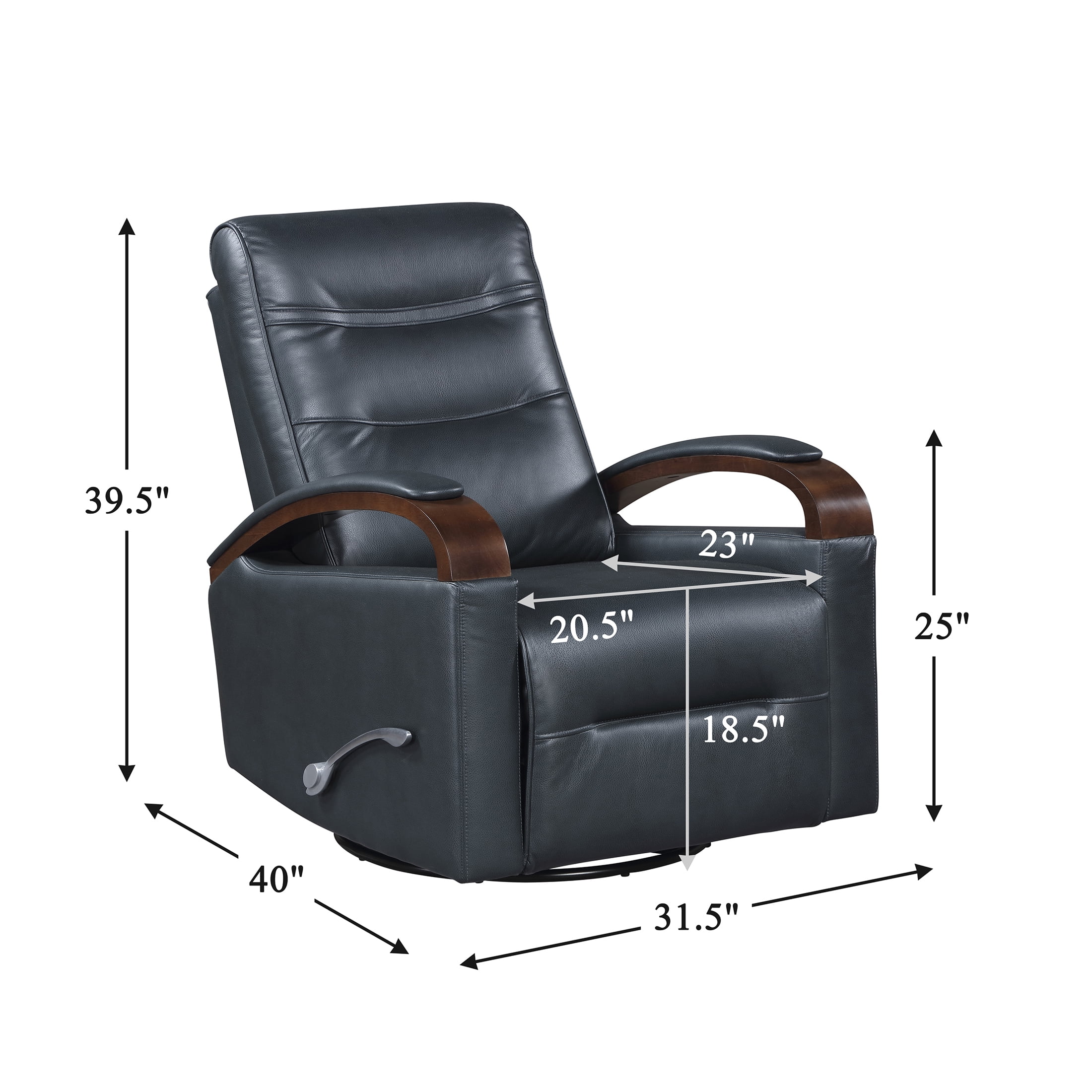 OakvillePark Goldenmere Faux Leather Swivel Glider Reclining Chair, Dark Blue