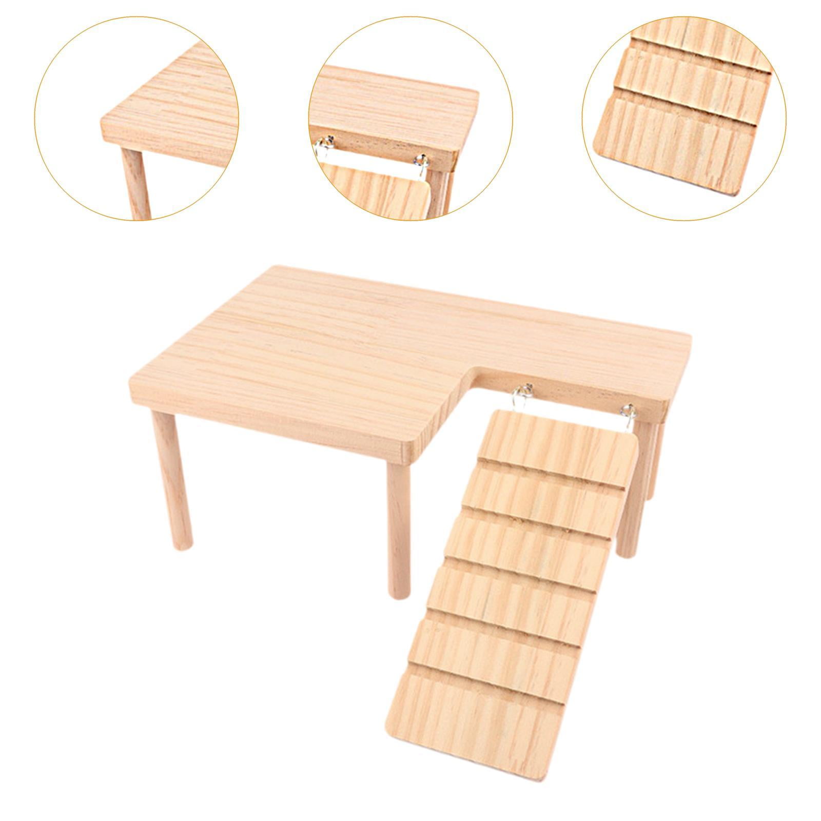 Gazechimp Hamster Wooden platforms Toy with Ladder Cage Accessory for Rat Mouse Gerbil right