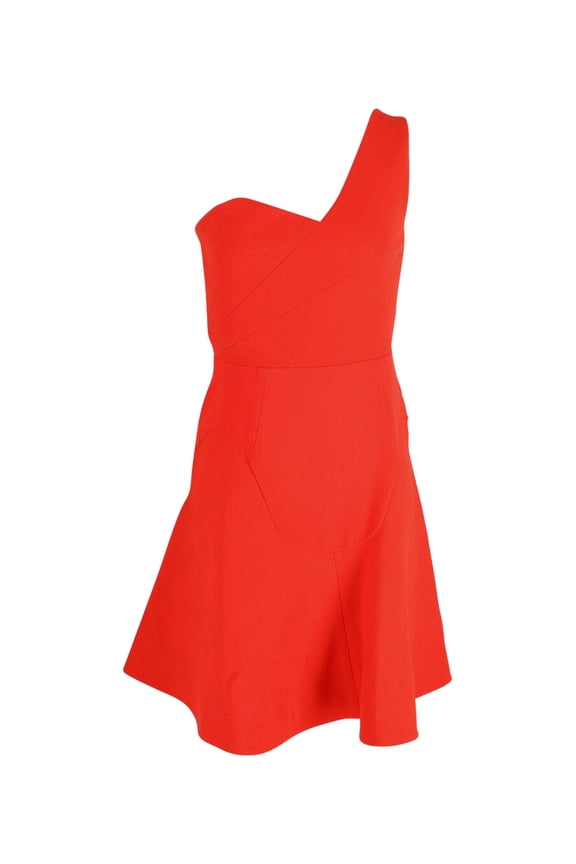 Pre-Owned Roland Mouret One-strap Flared Mini Dress in Orange Wool