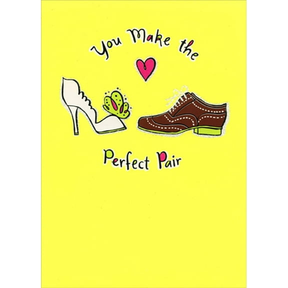 Designer Greetings Perfect Pair: White and Brown Shoes Wedding Congratulations Card