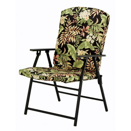 Mainstays Padded Fabric Folding Chair Black Tropical Walmart Com