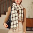thumbnail image 5 of beishanbush Scarf Women's Autumn and Winter Colorful Plaid Shawl Thickening Warm Fringe Scarf Scarf B, 5 of 8