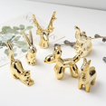 thumbnail image 2 of Figuritas pequeñas de animales de cerámica galvanizadas de oro, Cisne, Alpaca, perro, gato, conejo, zorro, ciervo, decoración de escritorio del hogar de porcelana, 2 of 4