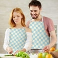 thumbnail image 3 of Light Blue and Cream Checkered Pattern Apron-Garden Aprons for Women with Pockets-Cotton Linen Waterproof Kitchen Cooking Gardening Aprons Adjustable for Kitchen,Cooking,BBQ and Salon 33x27 Inch, 3 of 7