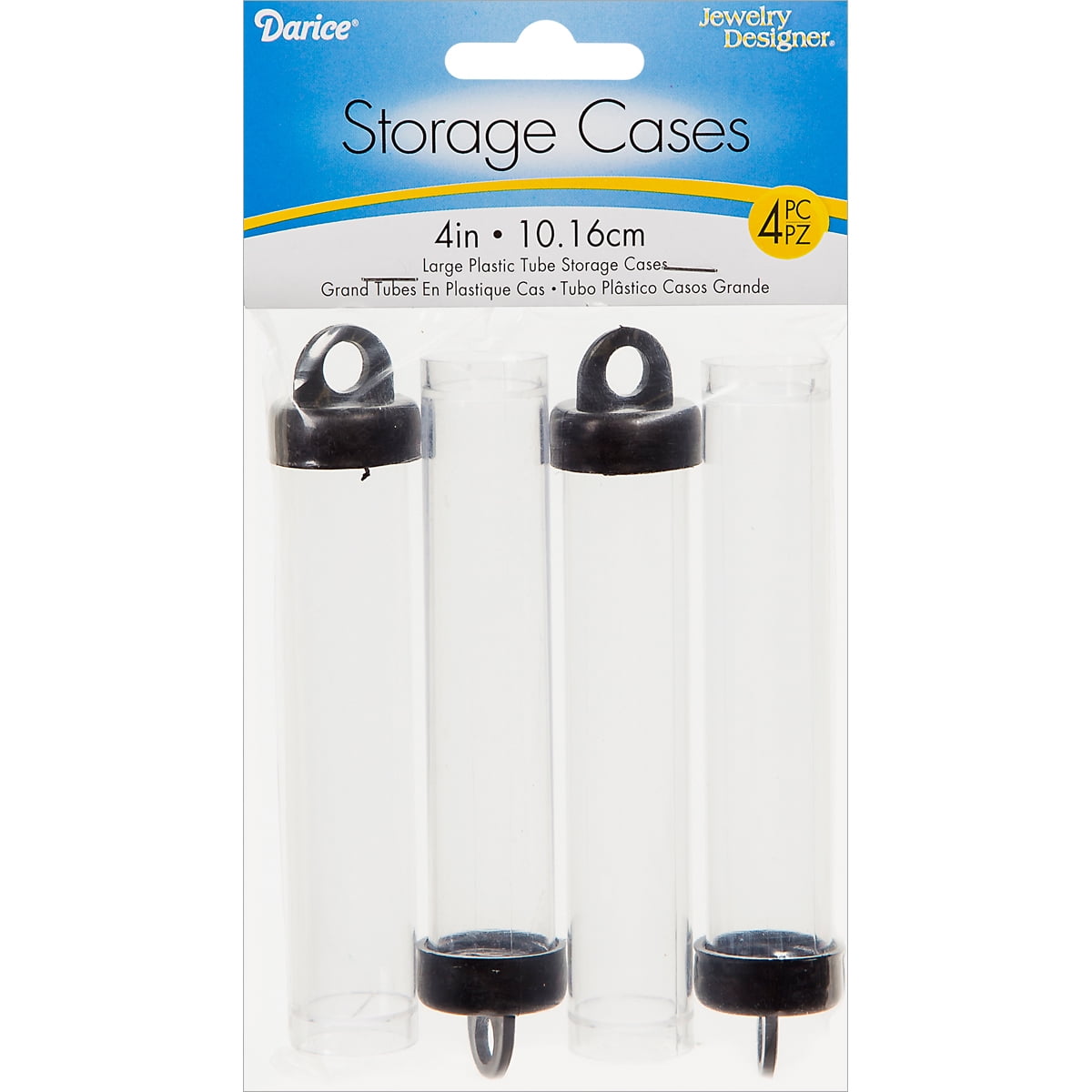 Plastic Storage Tubes, 4" x .75", 4pk