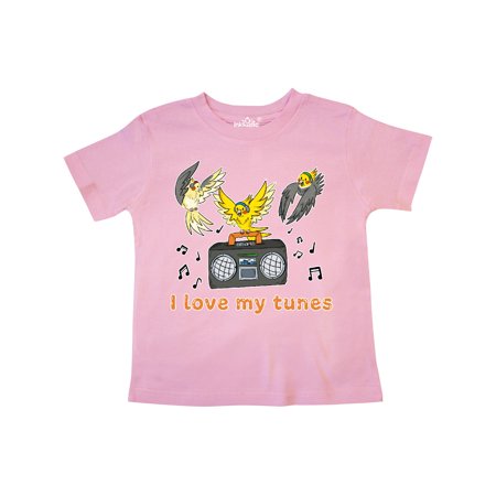 

Inktastic I Love My Tunes Dancing Cockatiels with Radio Gift Toddler Boy or Toddler Girl T-Shirt