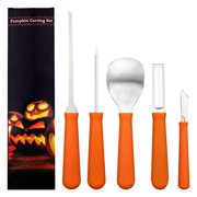Angle View: NABLUE Halloween Pumpkin Carving Tool Kit - Heavy Duty Stainless Steel Pumpkin Tools Crafted (Plus 10 Pumpkin Carving Pattern) For Efficiency While Carving Your Pumpkin, Jack-O-Lanterns - Cuts, Scoops