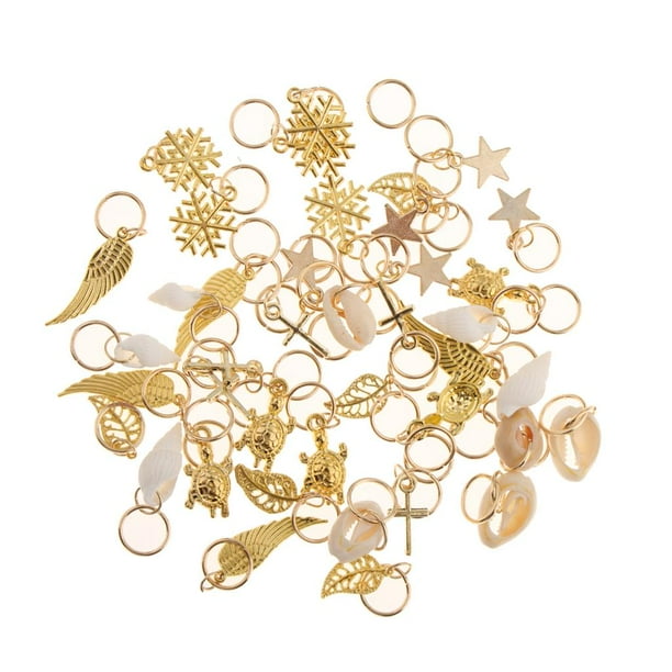 de 50 anillos de para el cabello , concha de plumas, de nieve, estrella, colgante, lazos