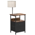 thumbnail image 6 of Tomnk Floor Lamp Table with 2 Drawers, LED Side Table with Charging Station, Rustic Brown, 6 of 6