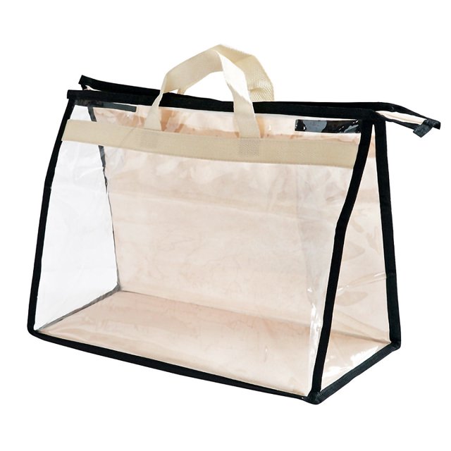 Bolsa de polvo portátil Beige transparente transpirable a prueba de humedad bolsa de cosméticos al aire libre protección de armario bolsa de Almacenamiento y organización del hogar beige S Wosthever HA9161-01B