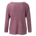 thumbnail image 7 of YDFCWXW Women's 2025 Long Sleeve Waffle Knit Pullover Sweater Crew Neck Solid Color Jumper Tops Purple, XXL, 7 of 7