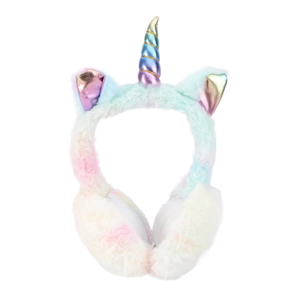 1 orejera de peluche con diseño de unicornio de dibujos animados, cálida y protectora para los oídos.