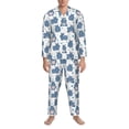 thumbnail image 3 of Fuzoiu Cute Hippos Print Men's Long-Sleeved Pajama,Lounge Button Down Nightwear,Mens Notch Collar Pajama Set -Medium, 3 of 7