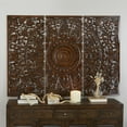 thumbnail image 2 of DecMode Brown Wooden Handmade Intricately Carved Floral Wall Decor with Mandala Design (3 Count), 2 of 10