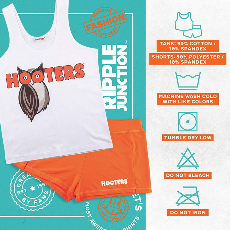 Hooters Outfit for Women Includes White Tank and Orange Short Set  Officially Licensed By Ripple Junction 