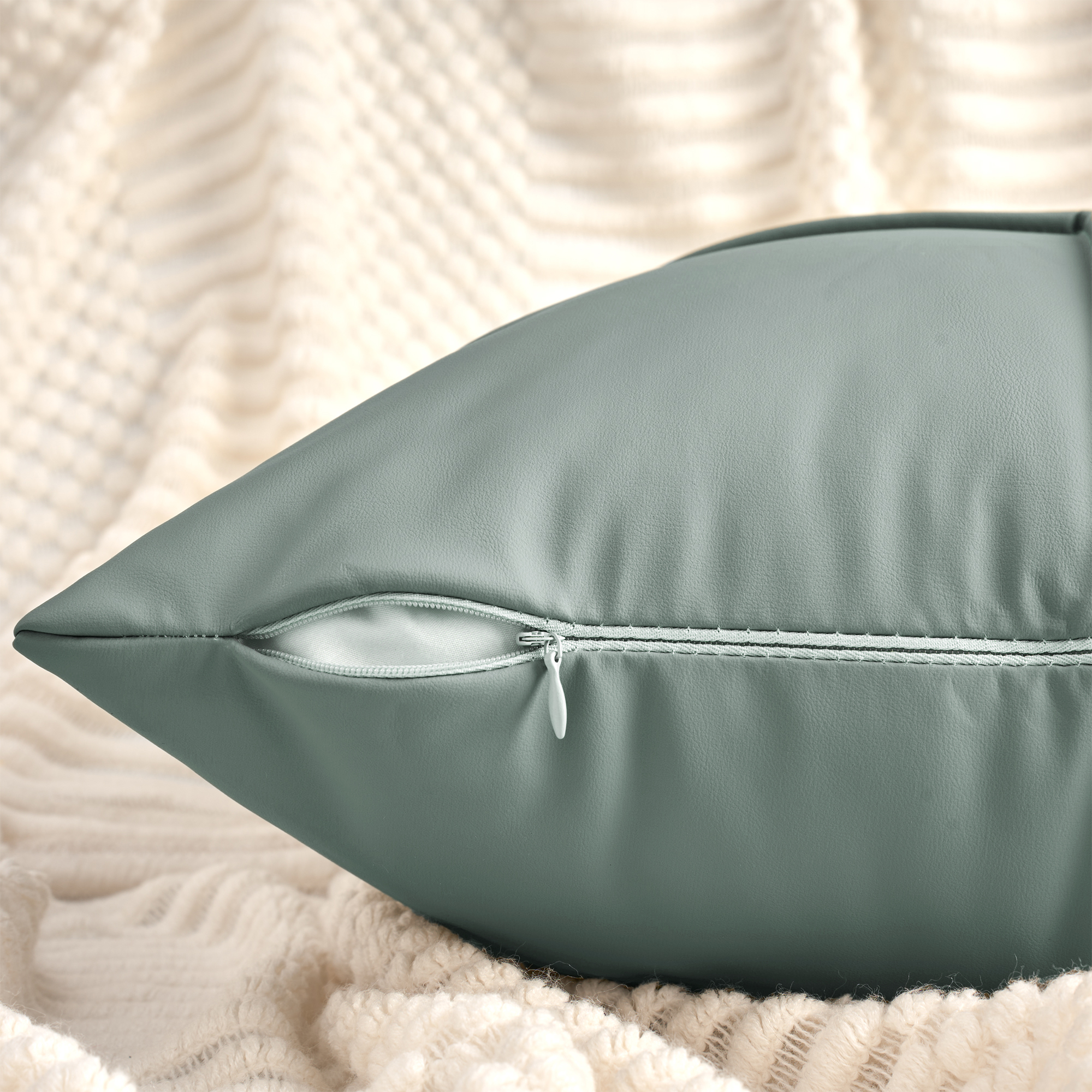 Unique Bargains Set of 2 Square Throw Pillow Covers Decorative Cases Teal Grey