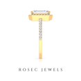 thumbnail image 2 of Statement Emerald Cut Moissanite Halo Engagement Ring - 7X9 mm (3.75 CT), 14K Yellow Gold, US 10.00, 2 of 8