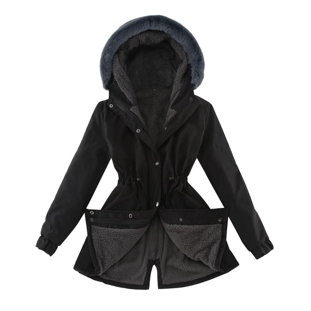 Abrigo de moda casual chaqueta de algodón chaqueta con capucha de longitud media a larga chaqueta de algodón de pelo de cordero de invierno para mujer