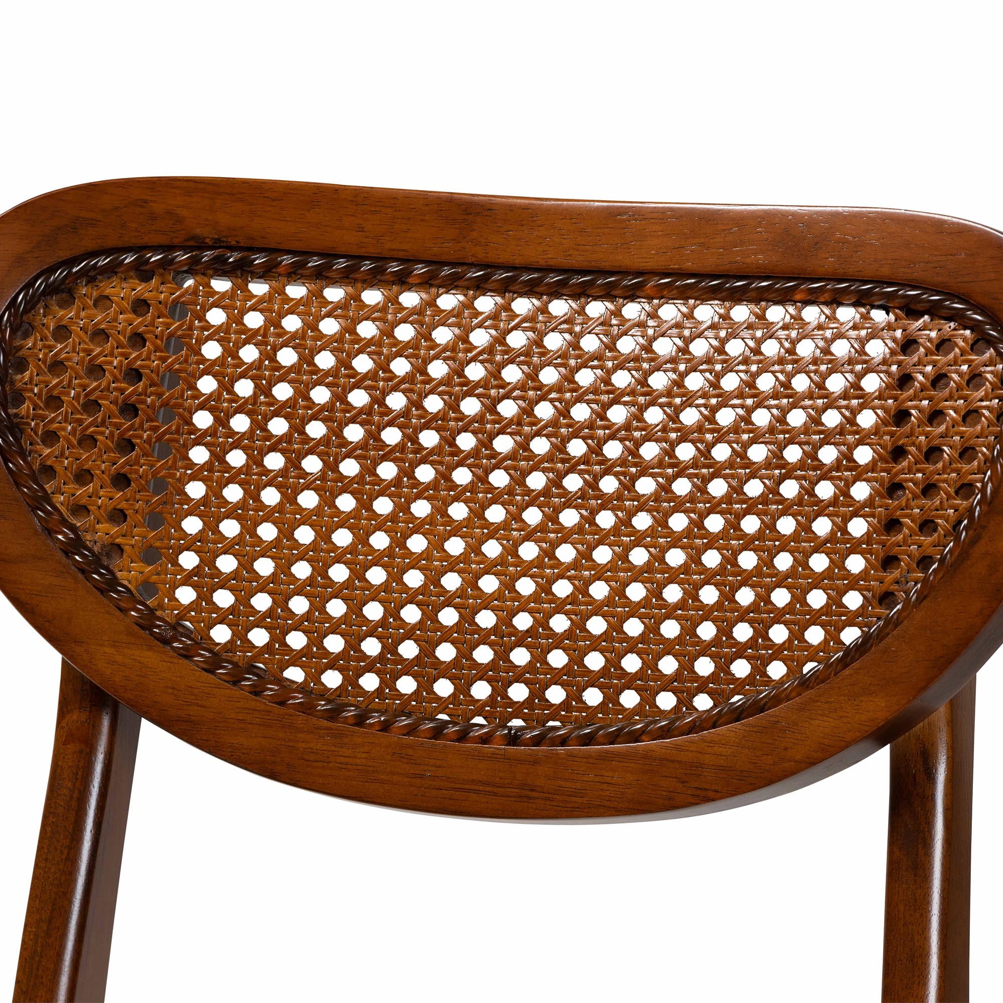 Baxton Studio Giuliana Mid-Century Modern Walnut Brown Finished Wood and Woven Rattan 7-Piece Dining Set
