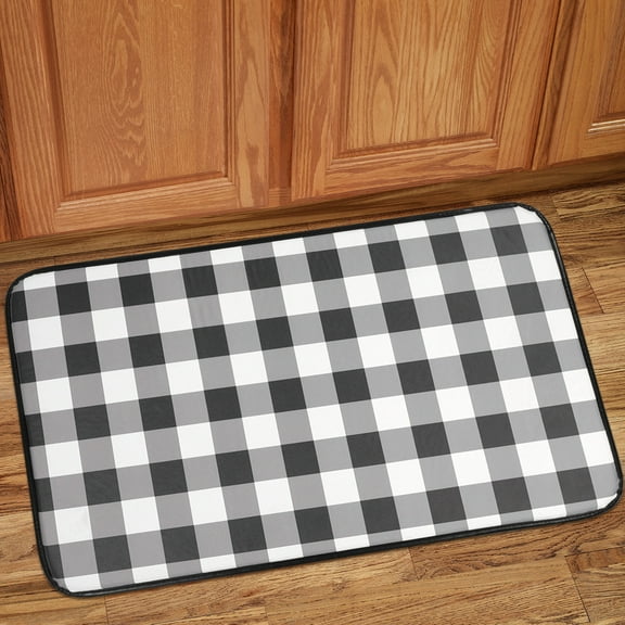 Buffalo Check Printed Anti-Fatigue Kitchen Floor Rug Mat 18" x 30" Black/White