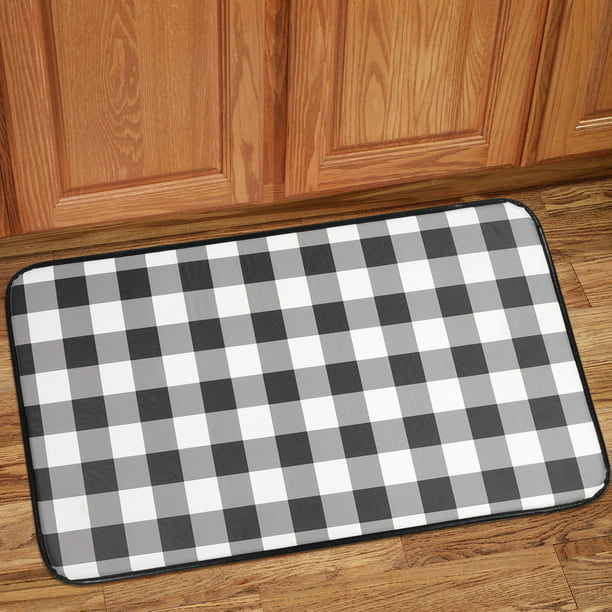Anti Fatigue Kitchen Floor Rug Mat, Red And Black Buffalo Check Kitchen Rug