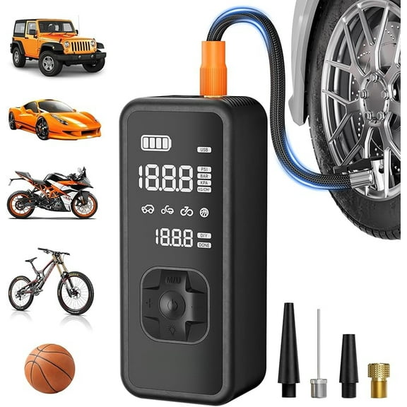 Tire Inflator Portable Air Compressor - 4X Faster Inflation, 150PSI Air Pump for Car Tires with Digital Pressure Gauge/LED Light, 20000mAh Portable Tire Inflator for Car, Moto, Bike, Ball, etc