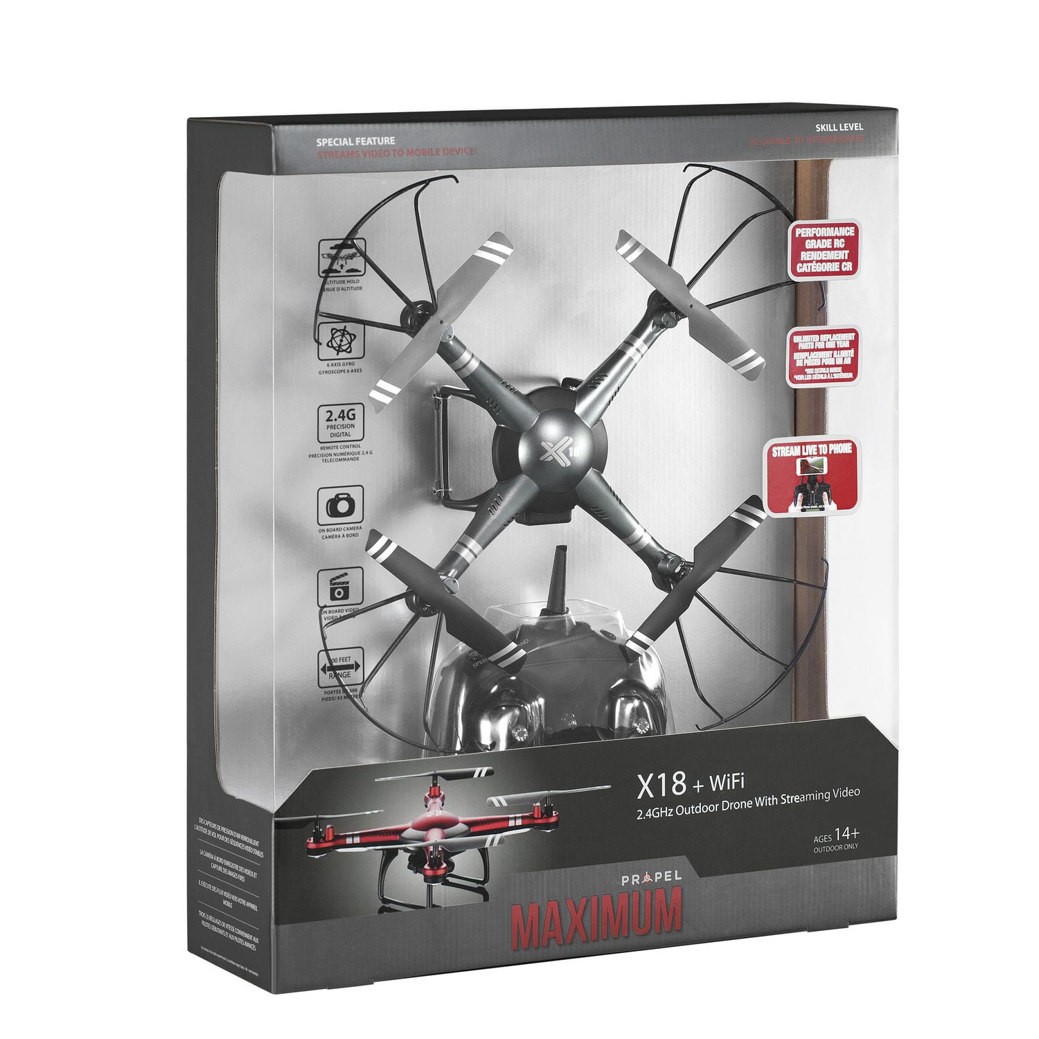 Maximum X18 Drone with Live Video Streaming Black Walmart