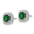 thumbnail image 2 of Primal Gold 14 Karat White Gold Lab Grown Diamond and Created Emerald Halo Post Earrings, 2 of 4