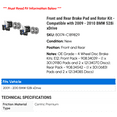 thumbnail image 2 of Front and Rear Brake Pad and Rotor Kit - Compatible with 2009 - 2010 BMW 528i xDrive, 2 of 2