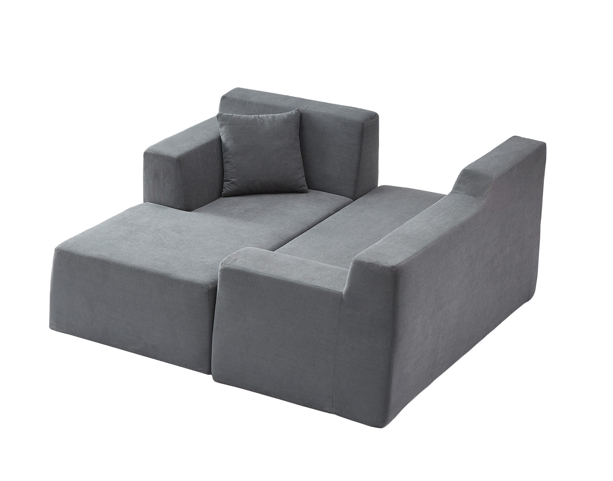 Aukfa 97" Cloud Sectional Sofa Trapezoid Boneless Couch Modular Sofa Bed for Living Room, Left Chaise, Gray