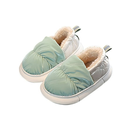 

Avamo Girls Anti-Slip Loafer Slipper Slip On Winter Slippers Bedroom Comfy Low Top House Shoes Green 11.5C