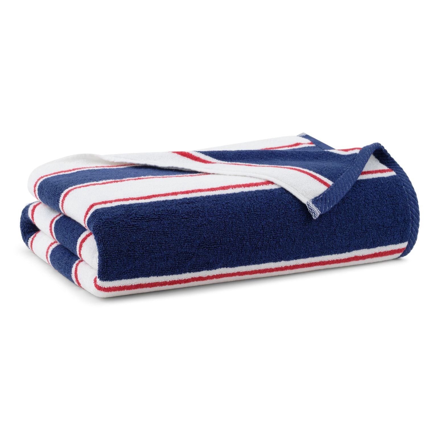 Aston & Arden Luxury Beach Towel, Oversized 35x70 in., Ultra Soft and Plush, Thick 600 GSM, Navy and Red Pinstripes