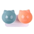thumbnail image 2 of Cuenco para gatos, cuenco alto para perros y gatos, protección para el cuello, cuenco para mascotas, de plástico, antideslizante, con boca oblicua, cuenco doble para beber agua, 2 of 5