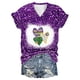 thumbnail image 2 of Fiudx Ofertas de La Semana Top de Manga Corta con Cuello En V y Estampado Informal para Mujer, 2 of 3