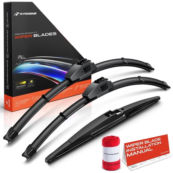 A-Premium 24"/22"/12" Windshield Wiper Blades Compatible with Toyota Land Cruiser & Lexus LX570, LX600 - Front Rear Wipers Blade for Hook/RL2 Arm Connector, with Wear Indicator & Towel (Pack of 3)