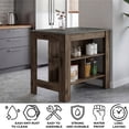 thumbnail image 2 of TUHOME Cala Kitchen Island with Antimicrobial Tabletop & 3 Open Shelves, Seating Workstation, 2 of 6