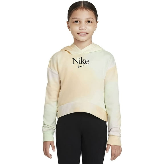 Nike Girls Sportswear French Terry Pullover Hoodie X-Large Light Lemon Twist/Black